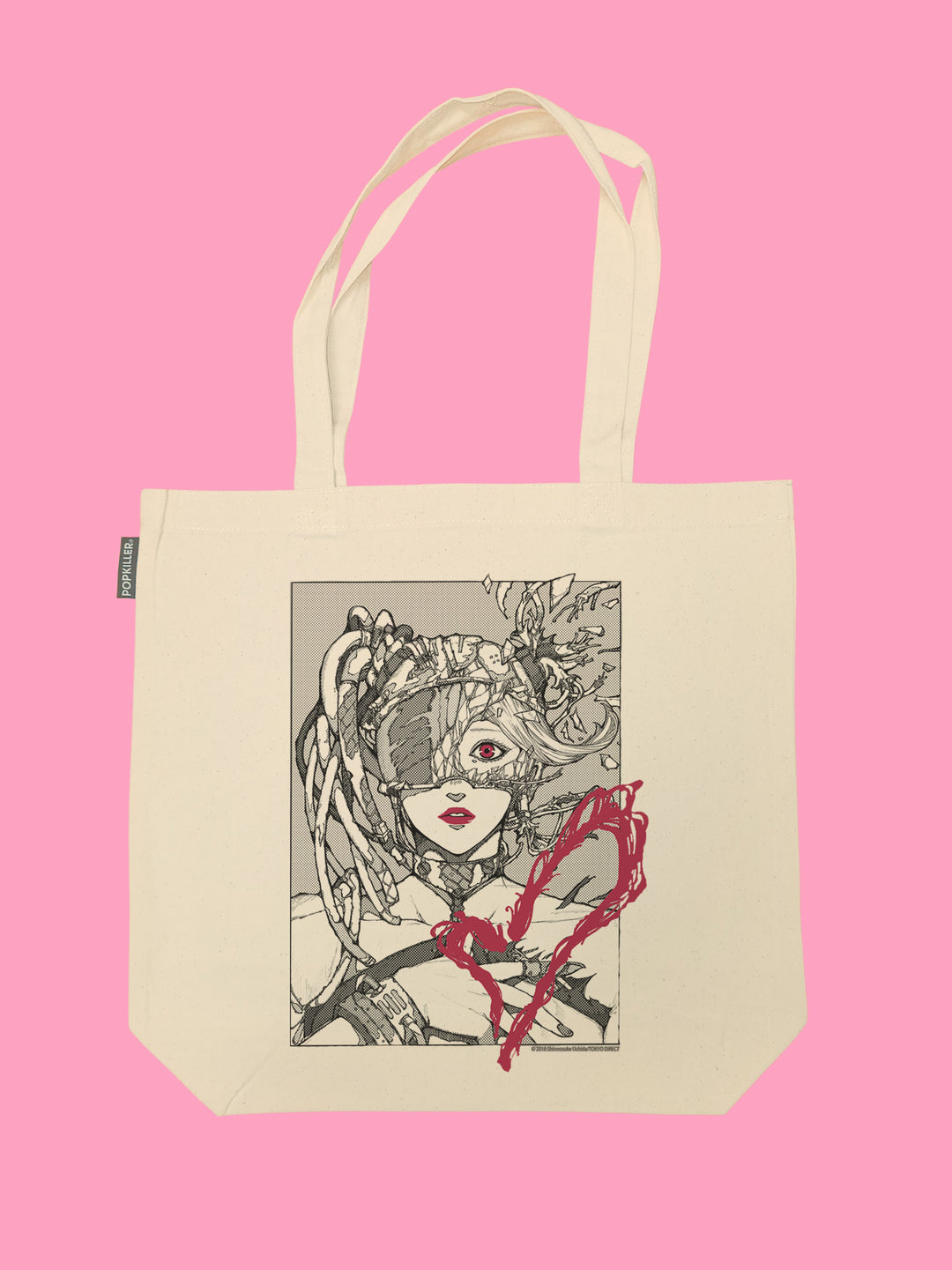 Popkiller Artist Series Shinnosuke Uchida Cyber Face Tote Bag