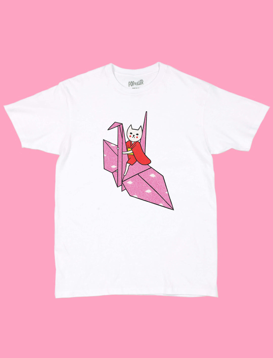 Origami cat graphic t-shirt.