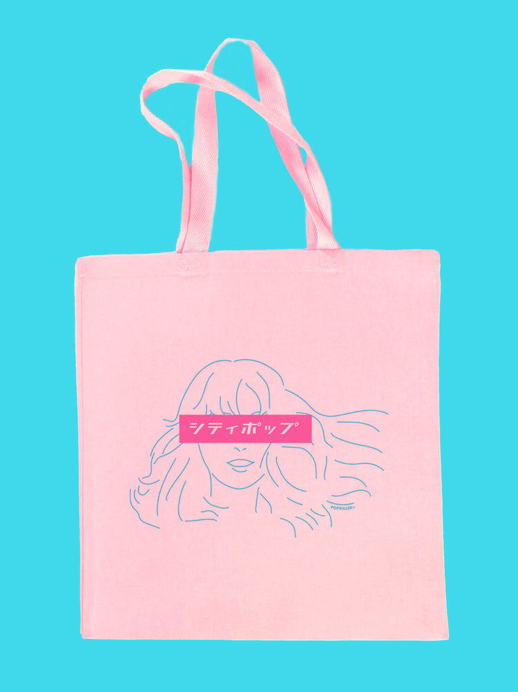 Plastic Love Mariya Takeuchi city pop pink tote bag.