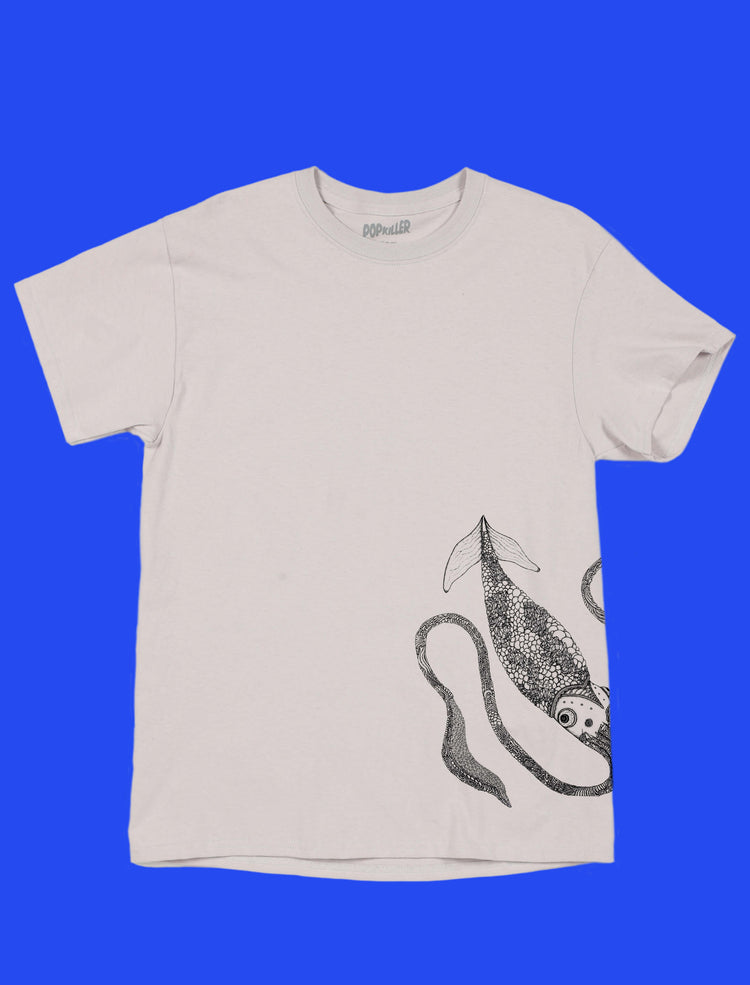 Nautical squid wrap around design t-shirt design by Los Angeles artist Daisuke Okamoto.