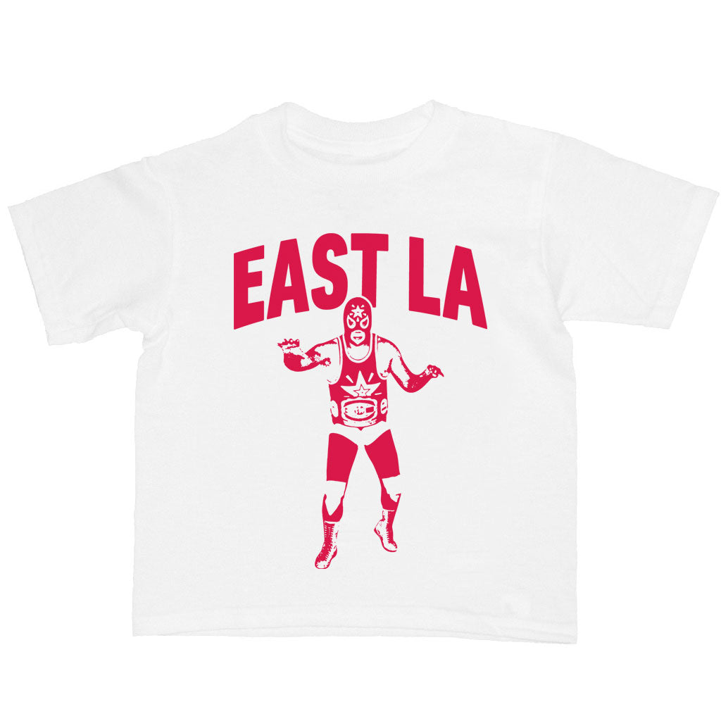 Kid's tee with a luchador on it that reads East LA.
