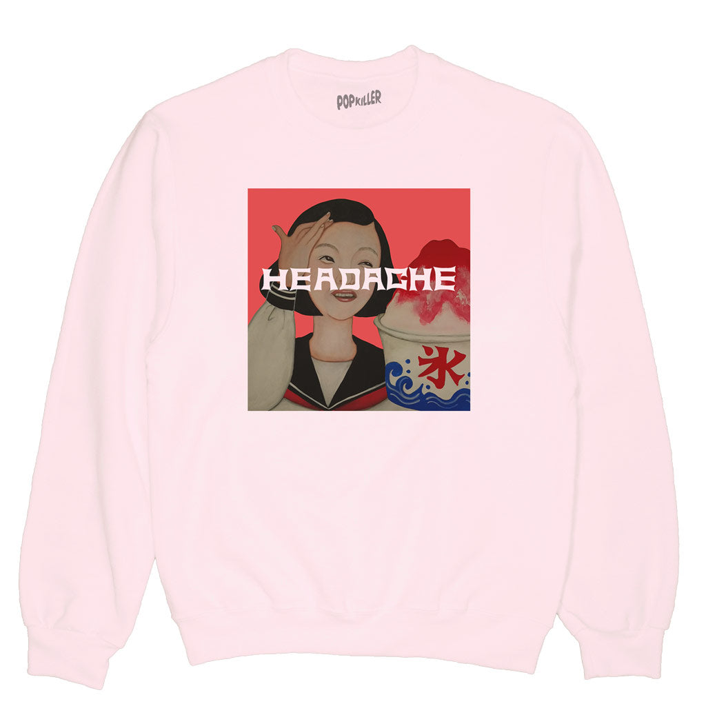 Pink funny headache shaved ice sweater.