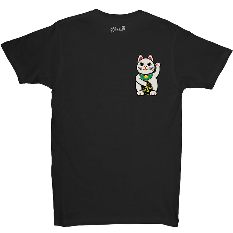 Black Japanese Lucky Cat graphic t-shirt by LA brand Popkiller.