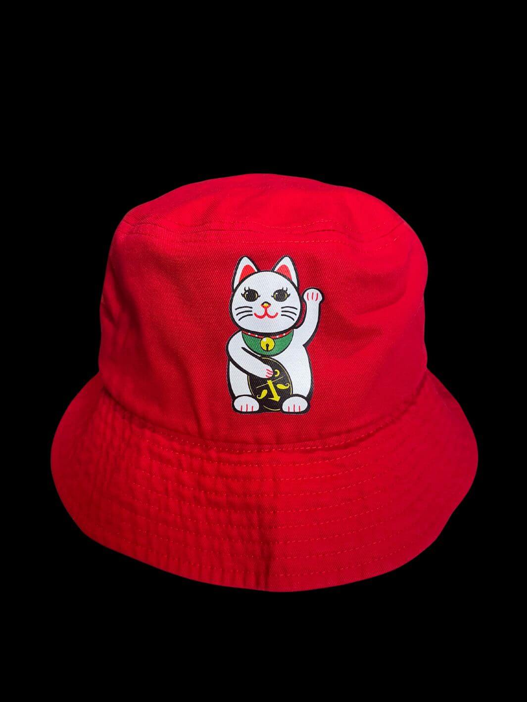 Lucky Cat Bucket Hat Red