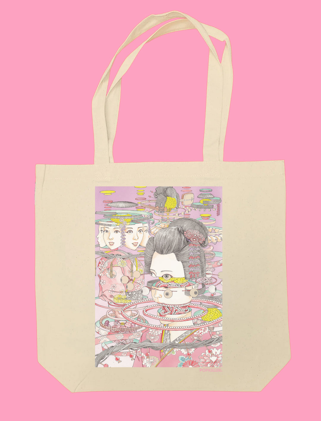 Popkiller Artist Series Shintaro Kago Geisha Factorization Tote Bag