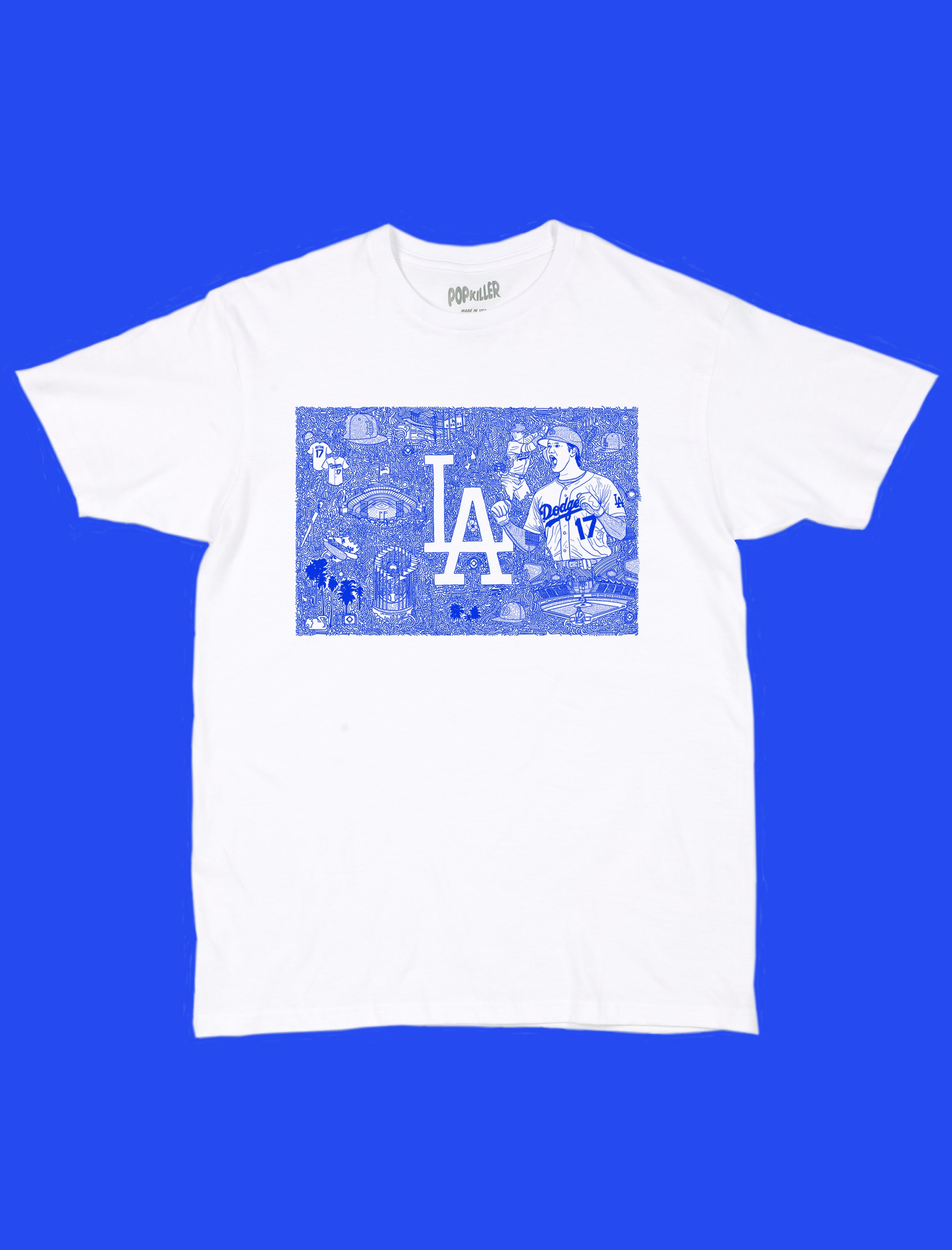 最新 Popkiller Dodgers Go Let's Okamoto Daisuke Series Artist Clothing
