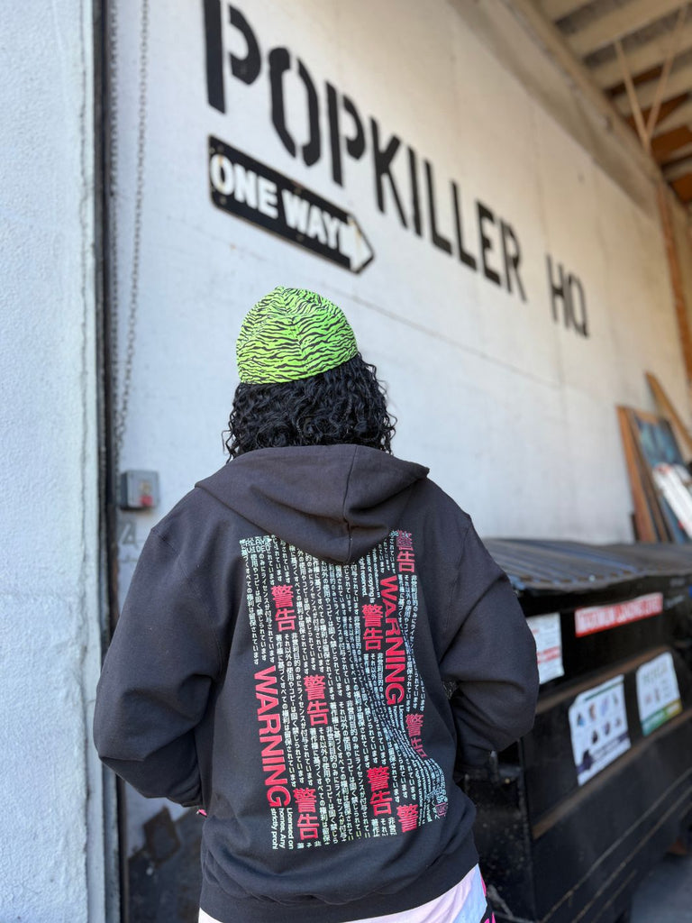 VAYONN ポップアップ パーカー Popkiller Artist Series Warakami Vaporwave VHS Warning Zip Up Hoodie