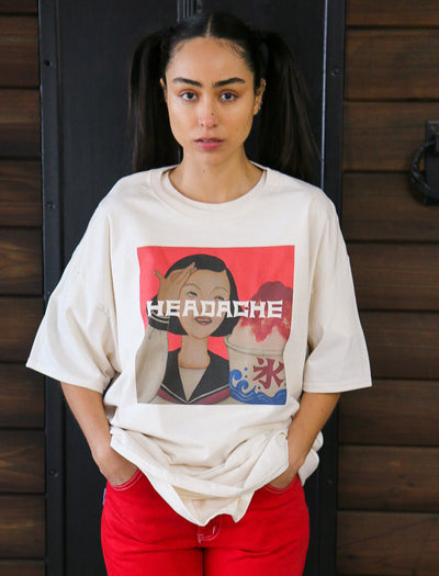 Retro 80s Japanese advert shaved ice graphic tee design by artist Aki Ijuin.