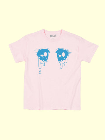A pastel pink anime eyes t-shirt.