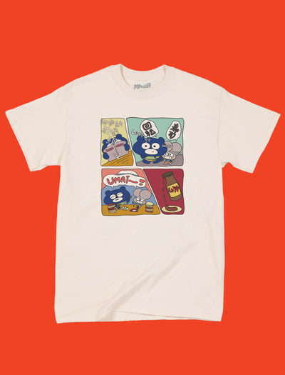 Sushi loving cartoon bear unisex t-shirt design by Bluebea.