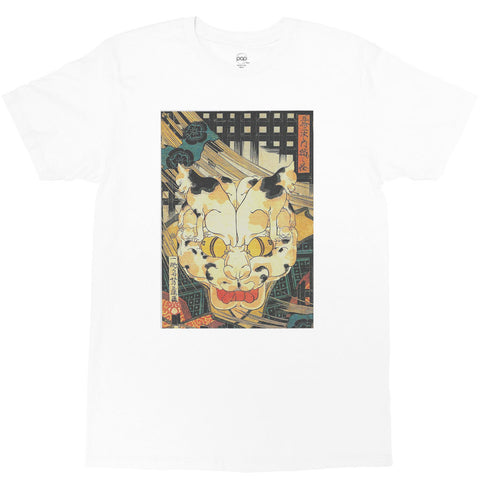 Ancient Japanese cat graphic t-shirt.