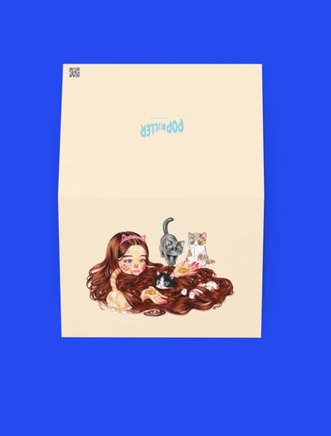 Popkiller Artist Series Cogumeli Kitty Pool Greeting Card
