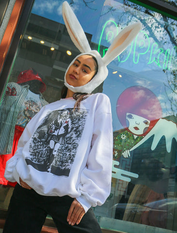 Punk bunny ear anime schoolgirl graphic apparel design by Crimson15.