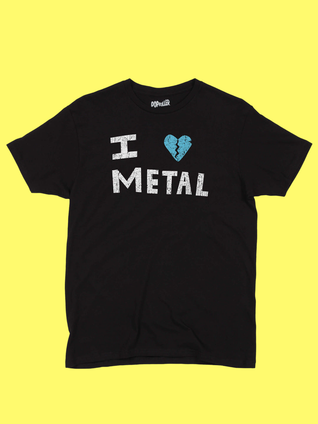 Black 'I heart Metal' graphic band tee.