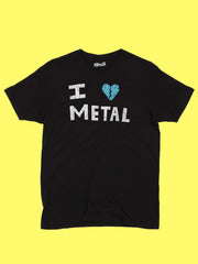 Black 'I heart Metal' graphic band tee.