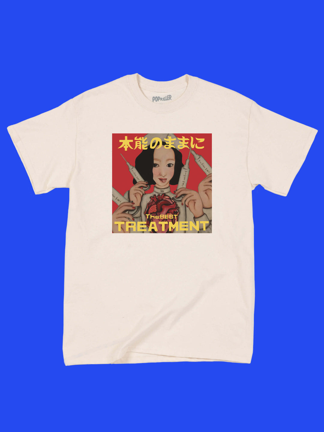 Retro Japanese nurse graphic t-shirt.