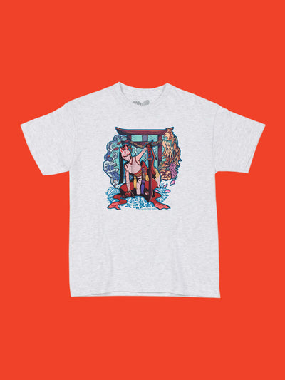 Japanese kitsune anime ninja girl t-shirt.