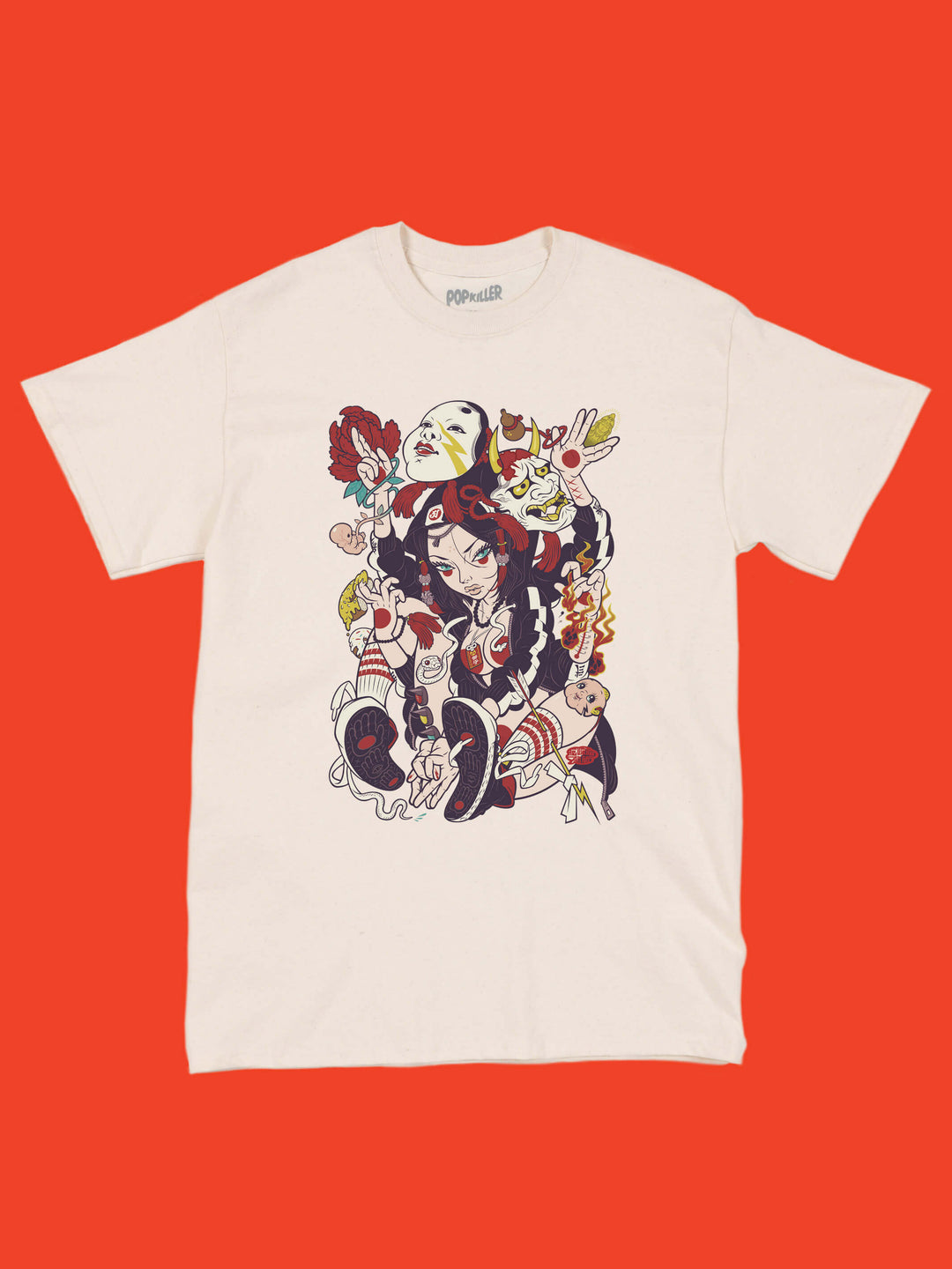 Anime Japanese deity graphic t-shirt.