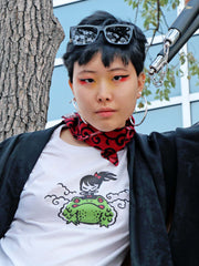 Anime ninja girl graphic tee by Japanese artist Mizna Wada.