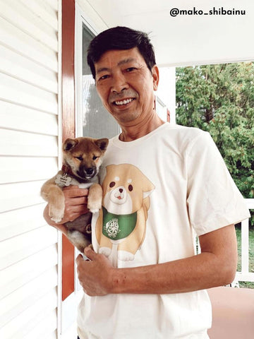 Kawaii shiba inu graphic tee by anime artist Mochishiba.
