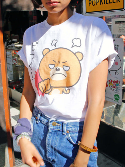 Kawaii angry bear graphic t-shirt.