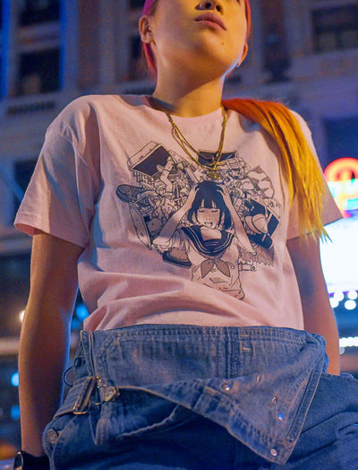 Japanese vaporwave graphic t-shirt.