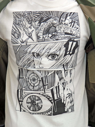Shonen manga panel graphic t-shirt.