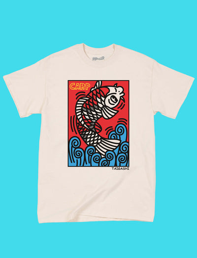 Japanese carp illustrated graphic t-shirt.