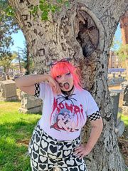 Goth anime graphic t-shirt.