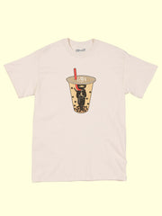 Graphic t-shirt with kawaii boba ninja by LA artist Naoshi.