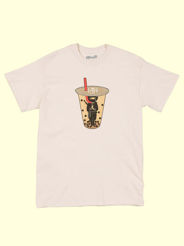 Graphic t-shirt with kawaii boba ninja by LA artist Naoshi.
