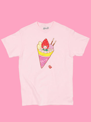 Kawaii Harajuku crepe graphic t-shirt.