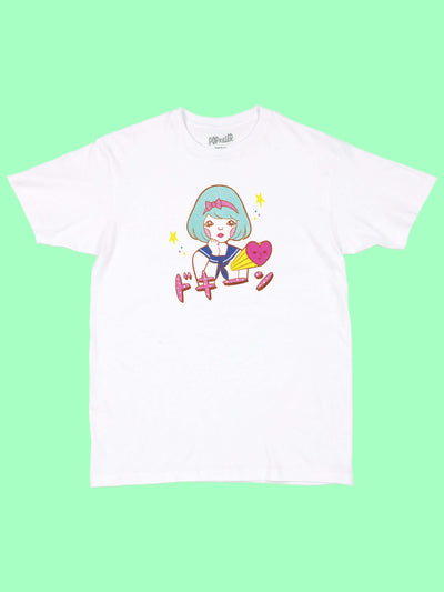 Kawaii Japanese schoolgirl graphic t-shirt.
