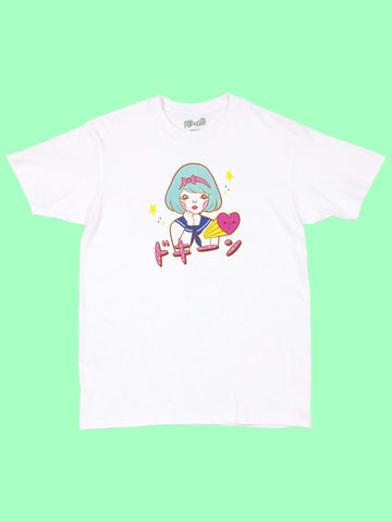 Kawaii Japanese schoolgirl graphic t-shirt.