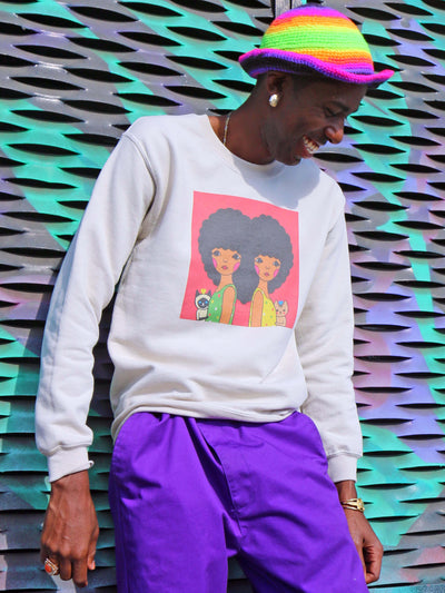 Kawaii Black women and their cats sweatshirt.