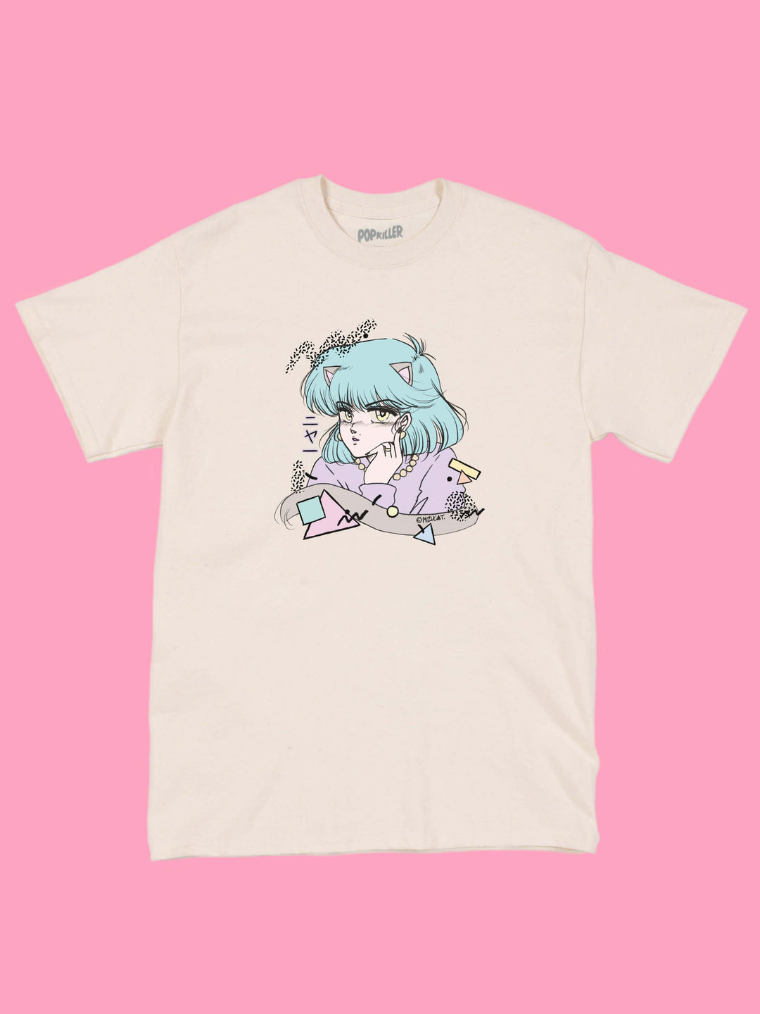 Anime catgirl vaporwave t-shirt.