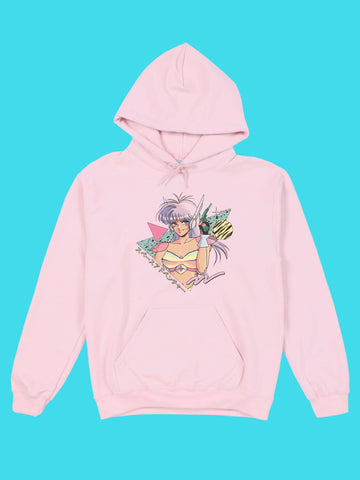 Pink kawaii sci fi anime hoodie.