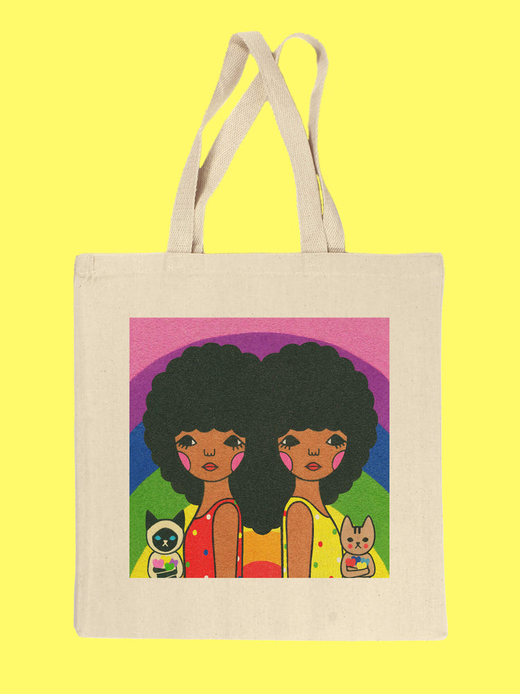 Kawaii Black women tote bag.