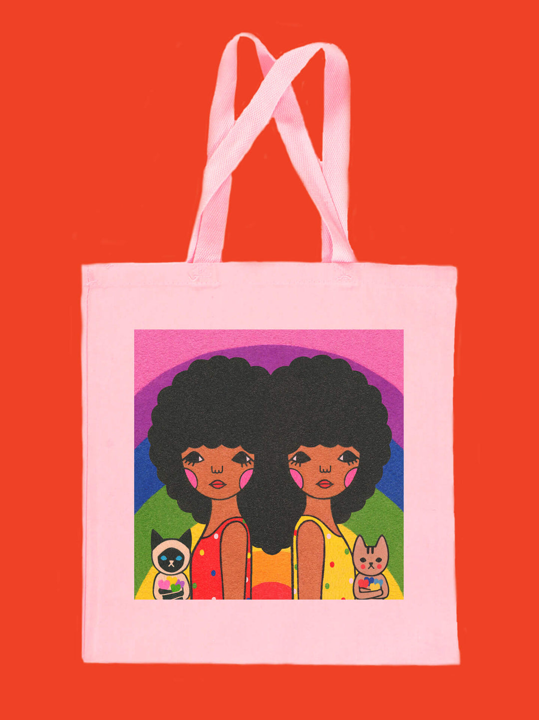 Kawaii Black women pink tote bag.