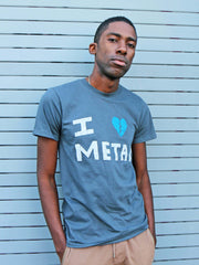 Grey Elliott Smith I Heart Metal graphic tee by Los Angeles brand Popkiller.