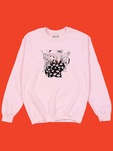 Pink cyberpunk anime girl unisex sweatshirt.