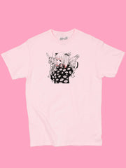 Pink Cyberpunk anime girl graphic tee by Japanese artist Acky Bright.