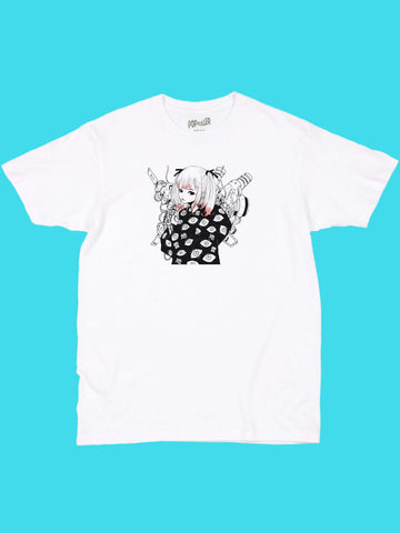 Vaporwave anime girl graphic t-shirt.