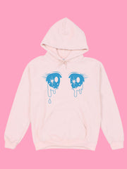 Kawaii shoujo anime eyes pink hoodie.