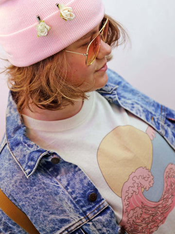 Kawaii pastel Mt. Fuji graphic tee by Los Angeles brand Popkiller.