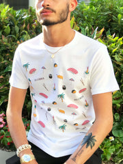 Los Angeles sushi and taco graphic t-shirt.