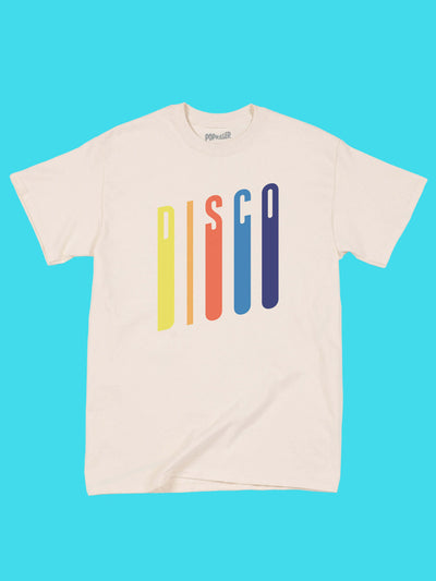 Retro rainbow disco graphic tee by Los Angeles brand Popkiller.