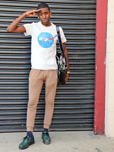 Grey Japanese Nasa logo graphic tee by Los Angeles brand Popkiller.