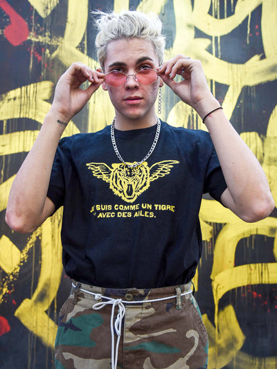 French winged tiger graphic t-shirt.