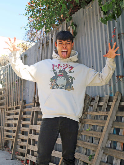 Totoro Godzilla anime streetwear hoodie.